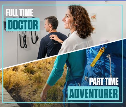 Split image - Female Doctor/HIker